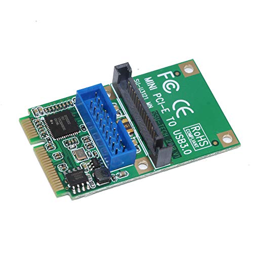Padarsey Riser Card, Mini PCI-E to USB3.0 Expansion Card, Mini PCI-e to USB3.0 Front PIN Header 19/20PIN Adapter USB Expansion Card Hi-Speed Converter