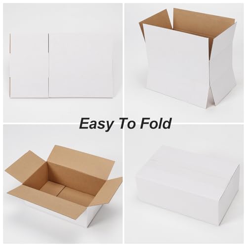Image of 8x5x3 Shipping Boxes Set of 40, White Kraft Corrugated Cardboard Small Boxes Mailers for Packaging(20.3x12.7x7.6 cm)