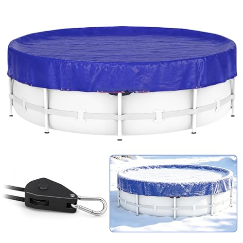 EchoVale 30FT Round Pool Cover for Above Ground Pools Summer Pool Cover Protector with Cover Accessories UV Protection 3 Overlap Heavy Duty Winter Pool Cover Navy Blue