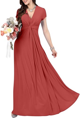 Image of KOH KOH Womens Long Flowy Cap Sleeve Empire Waist Cocktail Maxi Dress Gown