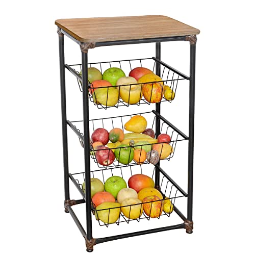 Fruteira Cali de Chão Cozinha 3 Cestos Removíveis Itaúba