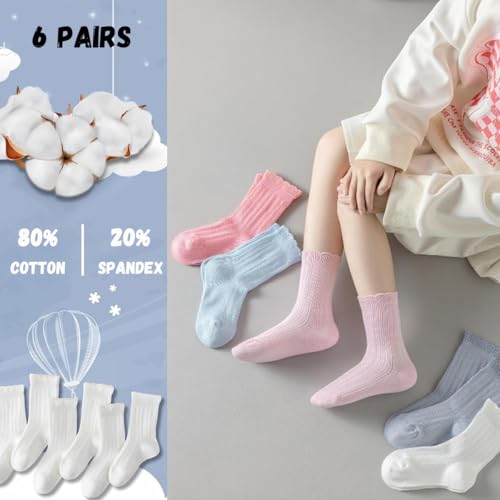 Girls' mid length socks with lace design, sweet and versatile, 6 pairs of comfortable socks3