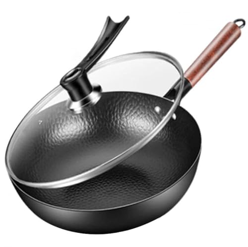 Wok tradicional de acero al carbono con mango de madera miniatura 3