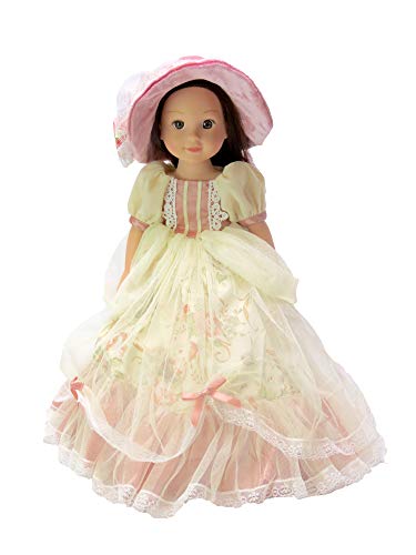 American Fashion World Pink Floral Colonial Dress Set for 14-Inch Dolls |Hat Included | Premium Quality & Trendy Design | Dolls Clothes | Outfit Fashions for Dolls for Popular Brands