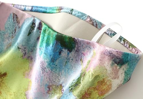 Women's Satin Oil-Print Mermaid Skirt Artistic Floral Print Bodycon Hem Flare Maxi Skirts Summer3