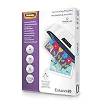 Fellowes Pochette De Plastification A4 80 microns - Pack de 100 Feuilles Plastifieuse - Technologie ImageLast - Finition Brillante Aspect Haute Qualité Pour Photos Et Affiches - Enhance 80