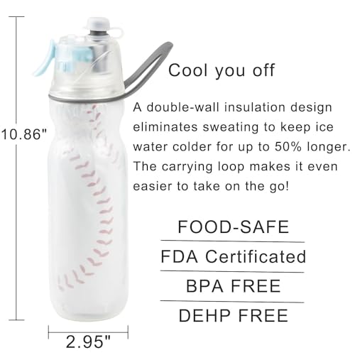 Efilneerg Baseball Accessories Water Bottles Gifts For Boys Girls Softball Sports Water Bottle For Kids School 20 Oz Insulated Mist And Sip Waterbottle thumb #2