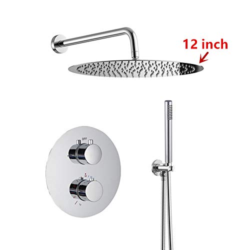 Set de douche thermostatique contre les variations de température avec pommeau rond multifonction - 3