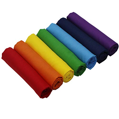 Aufodara A801 7 Pieces 17.7 Inch X 19.5 Inch (45Cm X 50Cm) Solid Colors Cotton Craft Fabric Bundle Precut Rainbow Patchwork thumb #4