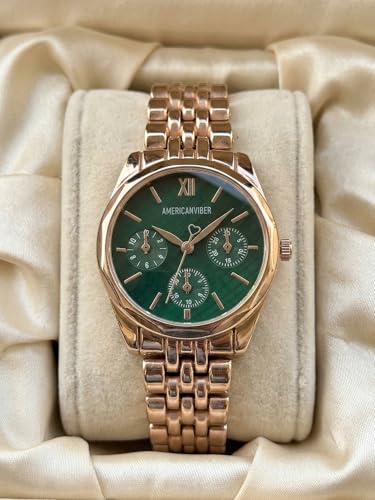 Image of AMERICANVIBER Rose Gold Women Watches | Girl Watch | Watch for Women | Diamond Studed | Premium Design | Trendy Fashionable | Under 499