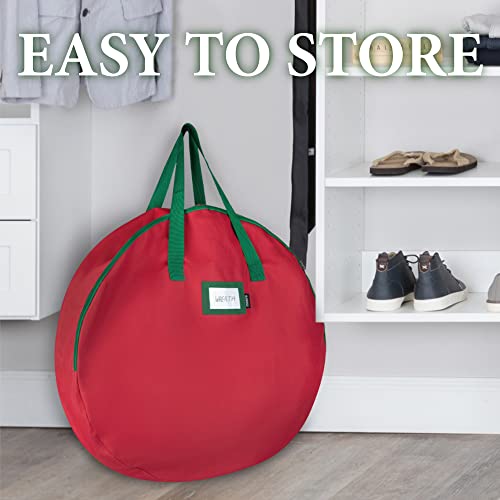 Christmas-Wreath-Storage-Bag-2-Pack-Durable-Tarp-Material-Zippered-Reinforced-Handle-and-Easy-to-Slip-The-Wreath-in-and-Out-Protect-Your-Holiday-Wreath-from-Dust-Insects-and-Moisture-RED