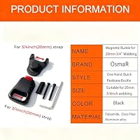 OsmaR Magnetische Schnellverschluss-Schnalle für 2 cm, Sicherheitsgurt-Clip, Sicherheitsgurt-Clip, Sicherheitsgurt-Einstellclip, Schnappverschluss, Kunststoff-Druckknöpfe für Rucksäcke, Helme, Gürtel – Ansicht 6