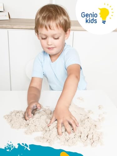 Genio Kids Magic Sand, 1,2 kg Knete Sand, Sandknete für Kinder, Magischer Sand Nachfüllpack, Modelliersand für Mädchen und Jungen (Natural) – Ansicht 6