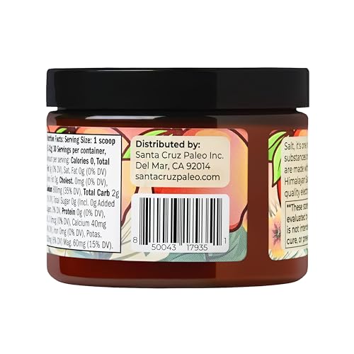 Image of Santa Cruz Paleo Electrolyte Powder, Peach Flavor, Sugar Free Hydration Drink Mix with Himalayan Pink Salt, Sea Salt, Magnesium Glycinate, Potassium Chloride, Sweetened with Stevia, 30 Servings
