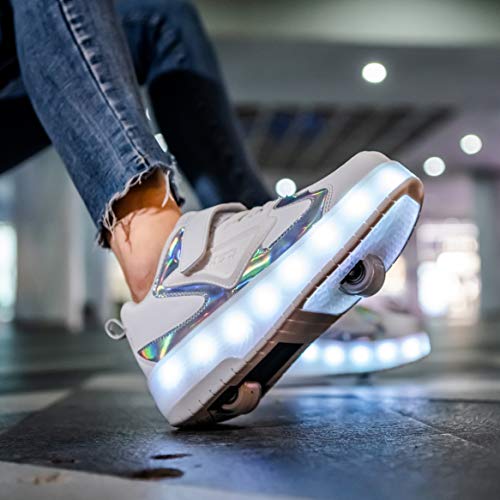 Image of HHSTS Kids Shoes - New Upgraded with Wheels LED Light Color Shoes Shiny Roller Skates Skate Shoes Simple Kids Gifts Boys Girls The Best Gift for Party Birthday Christmas Day