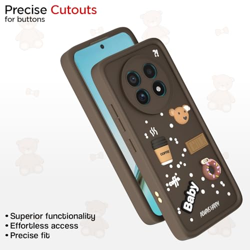 Image of Pikkme Back Cover for Realme 13 Pro / 13 Pro Plus 5G | Cute Fun Cartoon 3D Bear Silicone Full Body Protection Bumper Case (Brown)