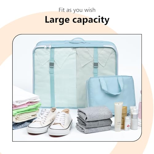 Packing Cubes for Travel - 9-Piece Luggage Packing Cubes for Suitcases Lightweight, Fits Carry-On Wrinkle-Free Mesh Bags for Efficient Travel Organization (Blue)