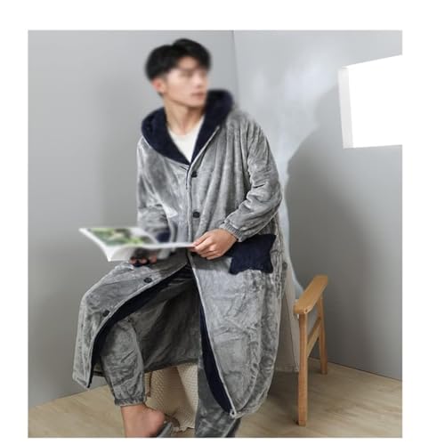Nightgown Men's Winter Flannel Thickened Plush Bathrobe Coral Velvet Gown Nightgown Women's Coat3