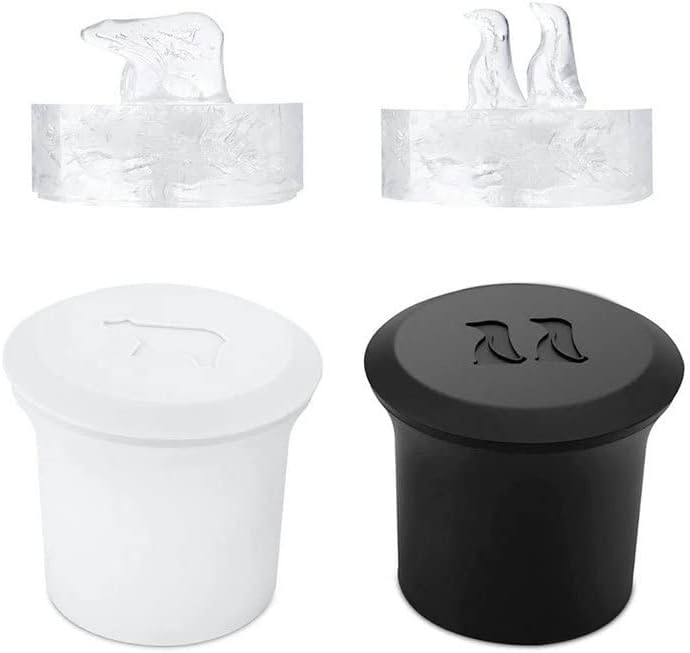 Moldes de silicona para cubos de hielo pingüino y oso polar 2 piezas miniatura 7