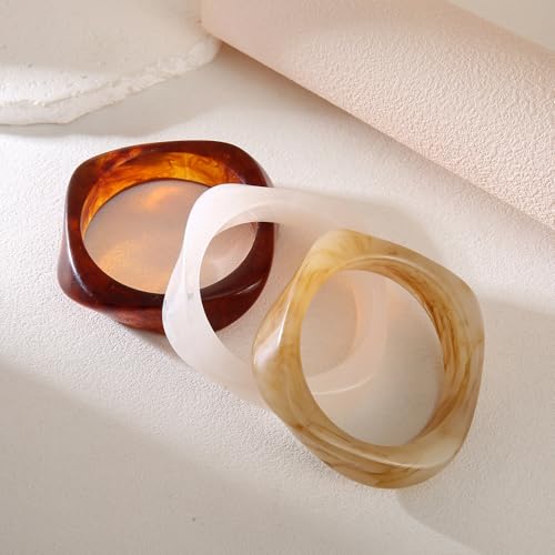 GAOKOXI 3 Pcs Chunky Acrylic Bangle bracelets Set for Women Colorful Statement Resin Bangles Bracelets Trendy Jewelry by GAOKOXI - Used condition - Image 6