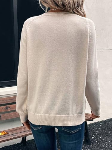 Long Sleeve Crew Neck Sweaters for Women Loose Plain Color Casual Pullover Sweater Tops3