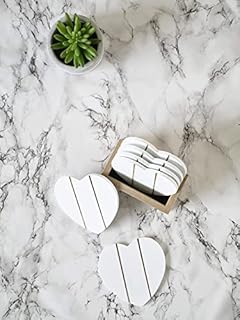 Homezone® Shabby Chic Wooden Love Heart Coasters In Natural Stylish Wooden Square Modern Glass Coasters Square Heart Shabby Chic Coasters Drinks Bar Rustic Home Decoration (Natural Wood)