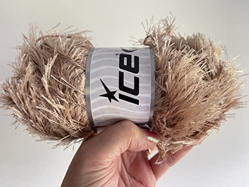 Lg 100 Gram Light Camel Eyelash Yarn Ice Fun Fur #TOP3