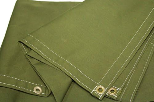 4x4 Foot Green Canvas Tarp - 10 Ounce Water Resistant Cotton