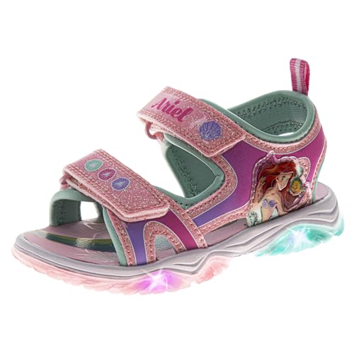 Disney Ariel LED Light Up Sandal Outdoor Slip on Strap Sandals For Girl - Pink Size 12 Little Kid