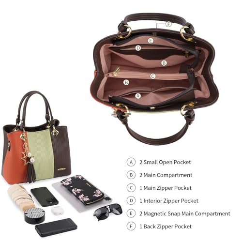 Image of Pomelo Best Purses and Handbags for Women with Multiple Pockets, Leather Top Handle Satchel Fashion Tote Shoulder Bags Ladies