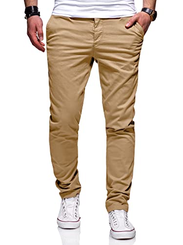 behype. Herren Basic Chino Jeans-Hose Stretch Regular Slim-Fit 80-0310 (W34/L34, Light Beige)