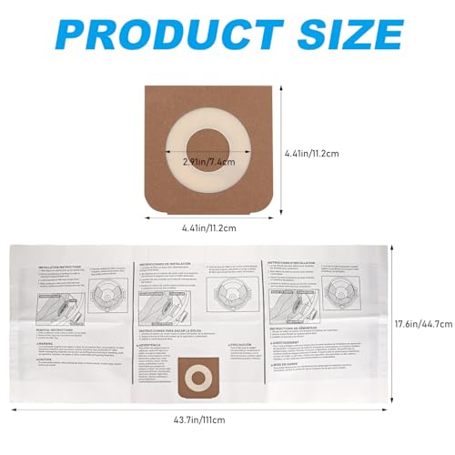 Image of CMXZVBE38749 Vacuum Bags Replacement for CRAFTSMAN 16-20 Gallon Wet /Dry Shop Vac Dust Bags CMXEVBE17595, CMXEVBE17596, Part# 38749-6 Pack