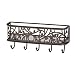 mDesign Wall Mount Metal Entryway Storage Organizer Mail Sorter Basket with 5 Hooks - Letter, Magazine, Coat, Leash and Key Holder for Entryway, Mudroom, Hallway, Kitchen, Office - Bronze