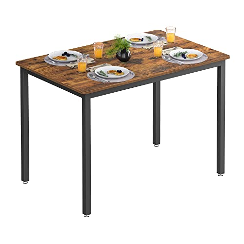 VASAGLE Dining Table, Kitchen Table, 70 x 110 x 77 cm, Dining Table for 4 People, Living Room Desk, for Dining Room, Kitchen, Industrial, Rustic Brown and Black KDT081B01