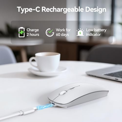 Image of TECKNET Wireless Mouse, 4800 DPI Rechargeable Bluetooth Mouse for Laptop