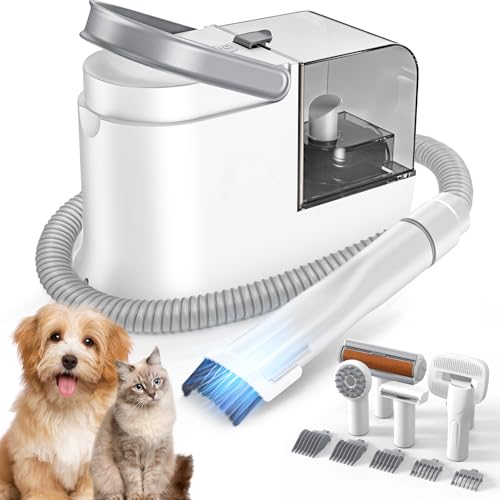 Dog Grooming Vacuum & Dog Grooming Kit, 6-in-1 Pet Vacuum Grooming Kit Clippers Trimmers & Brushes,...