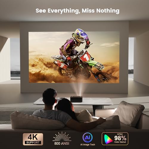 4K Outdoor Projector with Dolby Audio, Wifi 6, Bluetooth, Netflix, YouTube, PrimeVideo and Electric Focus