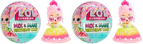 L.O.L. Surprise! Mix & Make Birthday Cake Tots - con muñeca Coleccionable, Vestido de Tarta DIY, Decoración de Tartas, Ingredientes y Purpurina - Muñeca con Vestido de Tarta - para Niñas +3 años