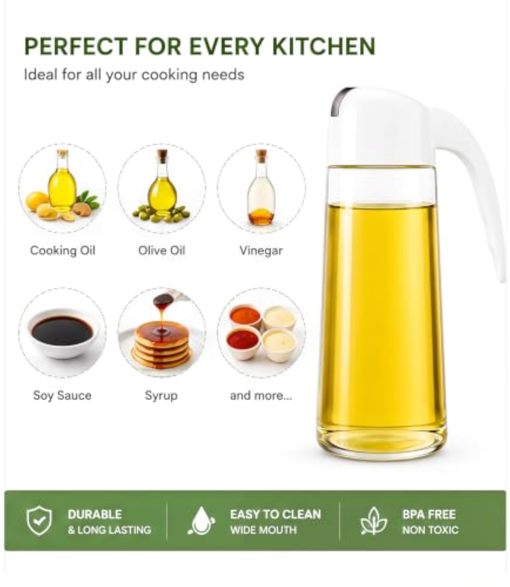 Automatic Opening and Closing Glass Oil Pot, 630 ML