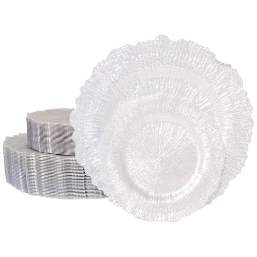 U-QE 60PCS White Plastic Plates - Pearl White Plates Disposable&Reusable - Heavy Duty Plastic Plates for Party&Wedding Including 30 Dinner Plates 10 U-QE 60PCS White Plastic Plates - Pearl White Plates Disposable&Reusable - Heavy Duty Plastic Plates for Party&Wedding Including 30 Dinner Plates 10