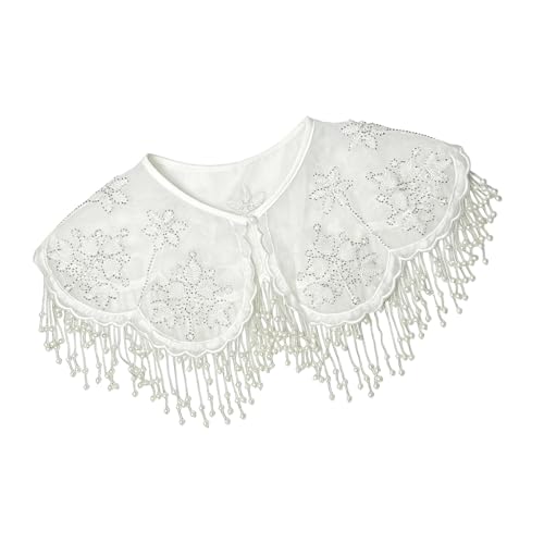 Cuello desmontable blanco de encaje para eventos formales y oficina