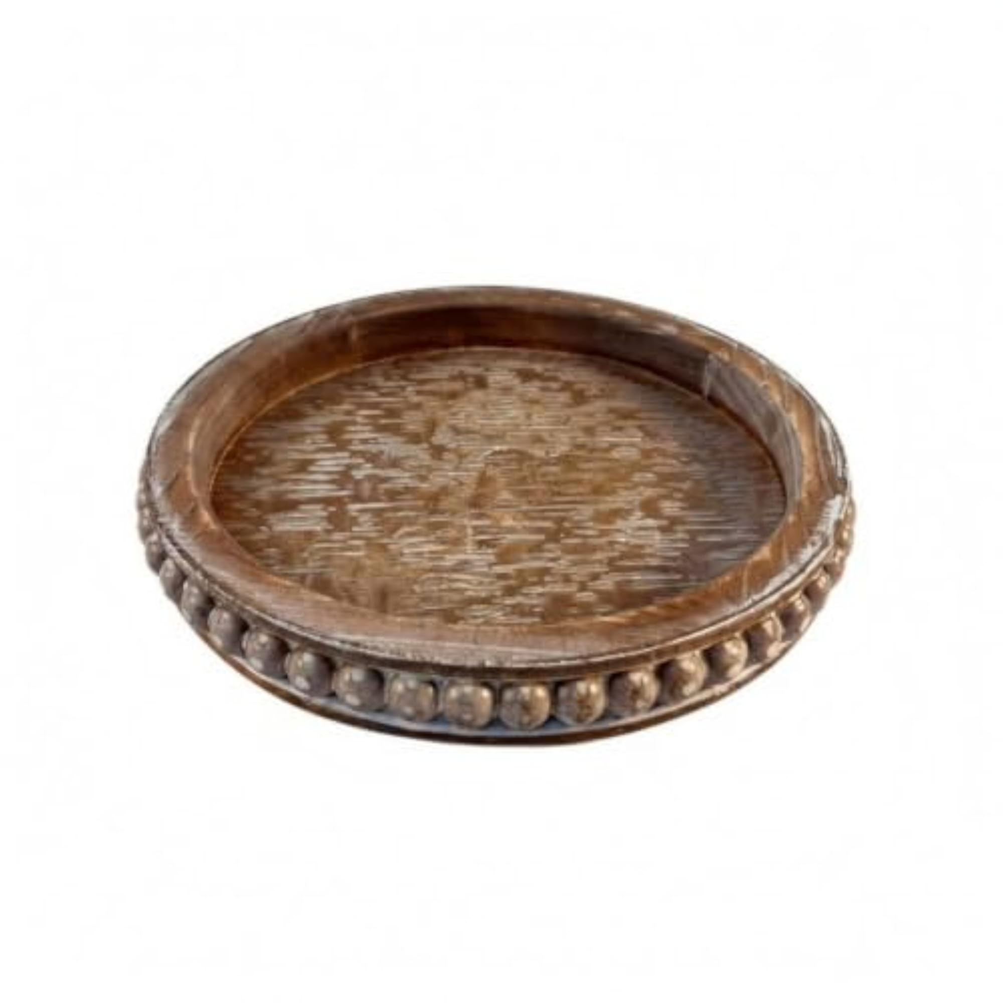 Versatile Round Wooden Decorative Tray, Rustic Design