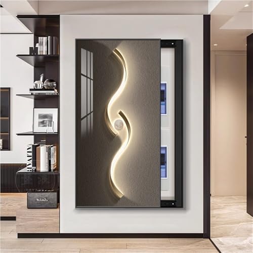 Wall Mounted Electrical Panel Cover - Decorative Circuit Breaker & Fuse Box Cover, Modern Hidden Design for Standard Size Meter Boxes - Stylish Home Safety Solution