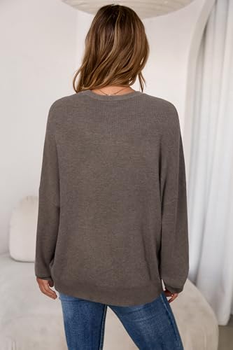 Arach&Cloz Women's Wool Blend Oversized Sweaters Crewneck Casual Fall Outfits Fashion Tops4