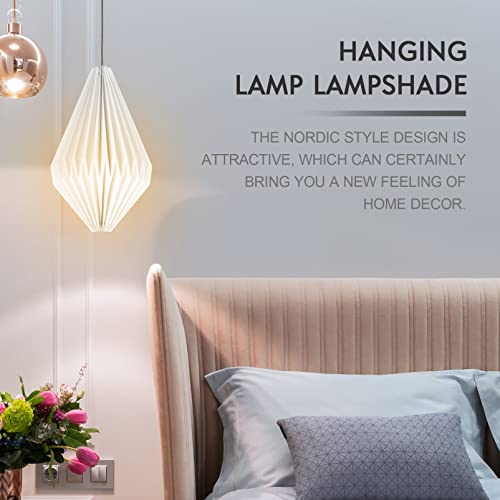 Image of Beaupretty Paper Lamp Shade Hanging Light Fixture Origami Lamp Shade Hanging Light Fixture Pleat Decorative Lampshade Lantern Lamps Covers for Home Hotel