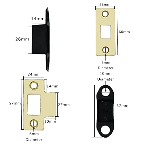 Strike Plate Polished Brass Latch Door Frame + Dust Box + Matching Screws (5) - Image 3