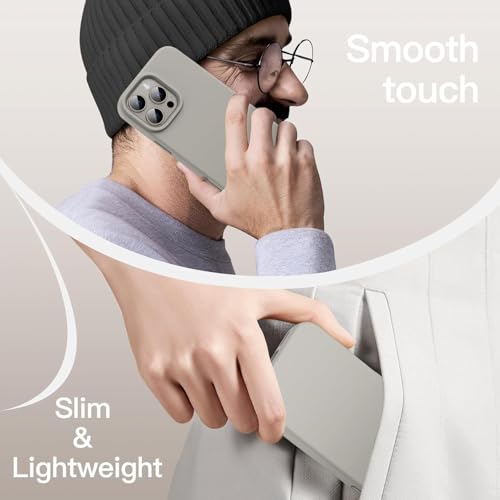 Image of AIBEX Premium Liquid Silicone Back Cover Case Compatible for iPhone 16 Pro | Shockproof, Drop and Camera Protection | Slim Phone Case, Anti-Scratch Soft Microfiber Lining - Grey