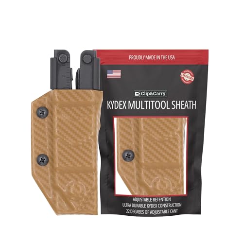 Clip & Carry Kydex Multitool Sheath for The Gerber MP600 - Fits bluntnose & needlenose Models - Made in USA - Multi Tool Holder Holster - Carbon Fiber Brown