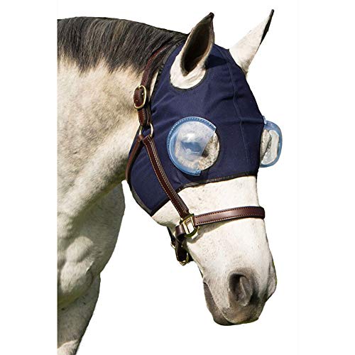 Equine-Medi Lens Horse Eye Protection Hood, Shatterproof, UV Protection, Flexible Lens for Corneal Ulcers, & Eye Injuries, Compatible w/Horse Fly Mask, MD/LG Size