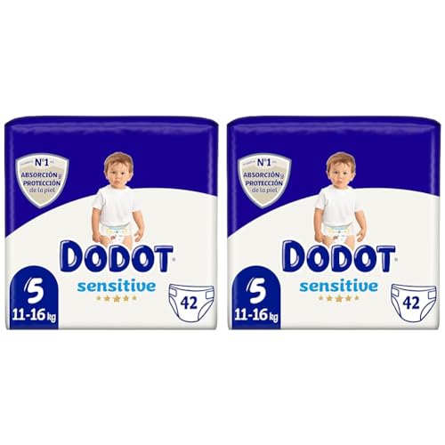 Dodot Sensitive - Pañales Talla 5, 42 Pañales, 11 a 16 kg (Paquete de 2)